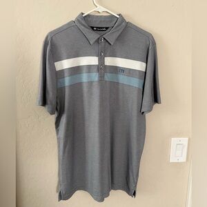 Travis Mathew Polo in Gray with Blue and White Accents
